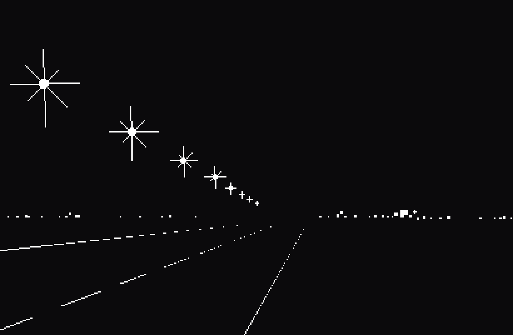 minimalist drawing of street road at night, lights, and path onwards